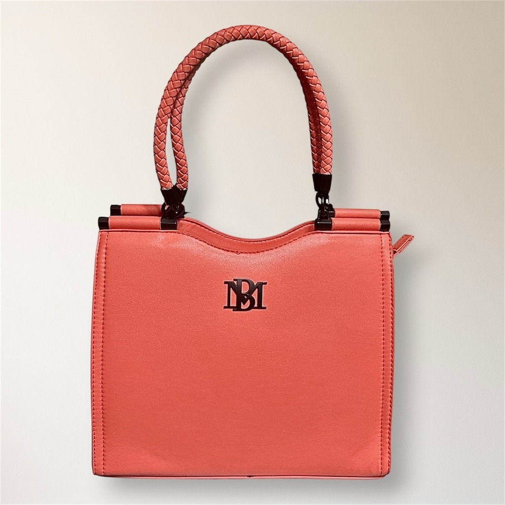 Badgley Mischka Coral Satchel Crossbody Bag Braided Handle Vegan Leather Y2K New